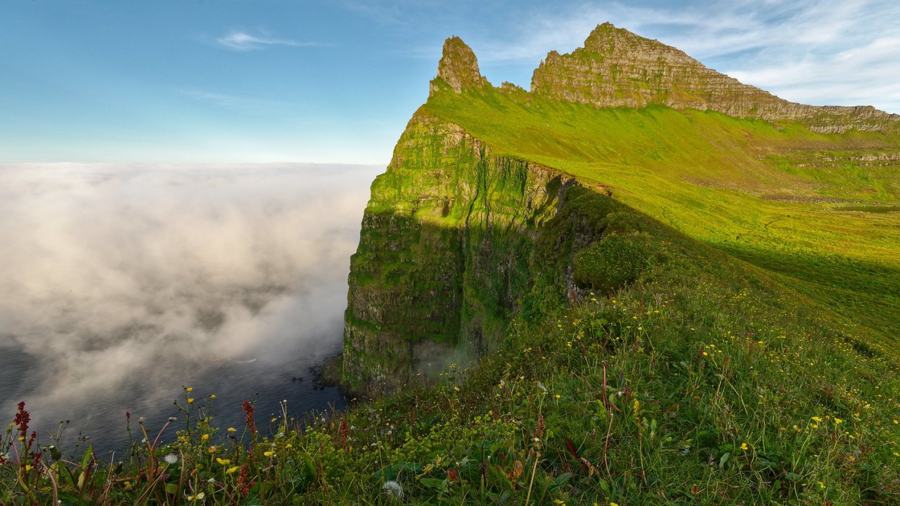 Vtačí útes Hornbjarg; Foto Above the clouds od Rob Oo / flickr.com